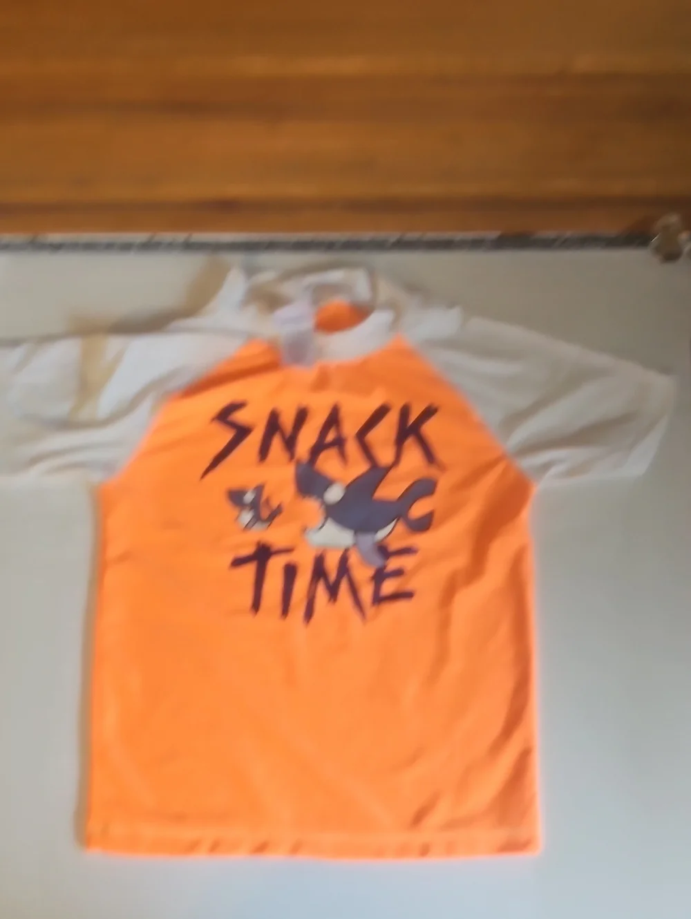 Kids Orange 'Snack Time' Swim Trunks Set with Navy Space Print Shorts